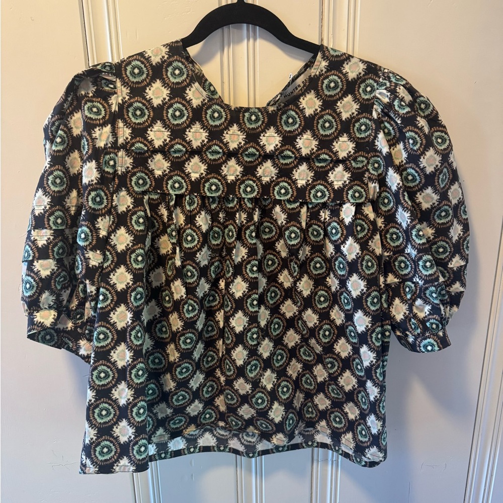 Hunter Bell Black and White Patterned Blouse